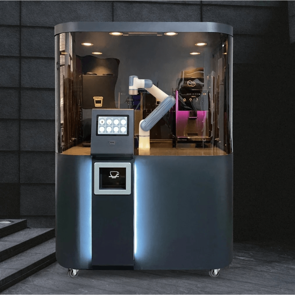 Brazo robot Dobot Nova 2 preparando café